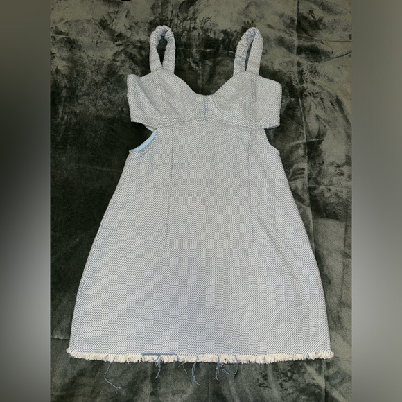 Quzu Women’s Baby Blue Dress Size EUR 40 US L MEX 30 Side cut outs & full zipper - Picture 1 of 7